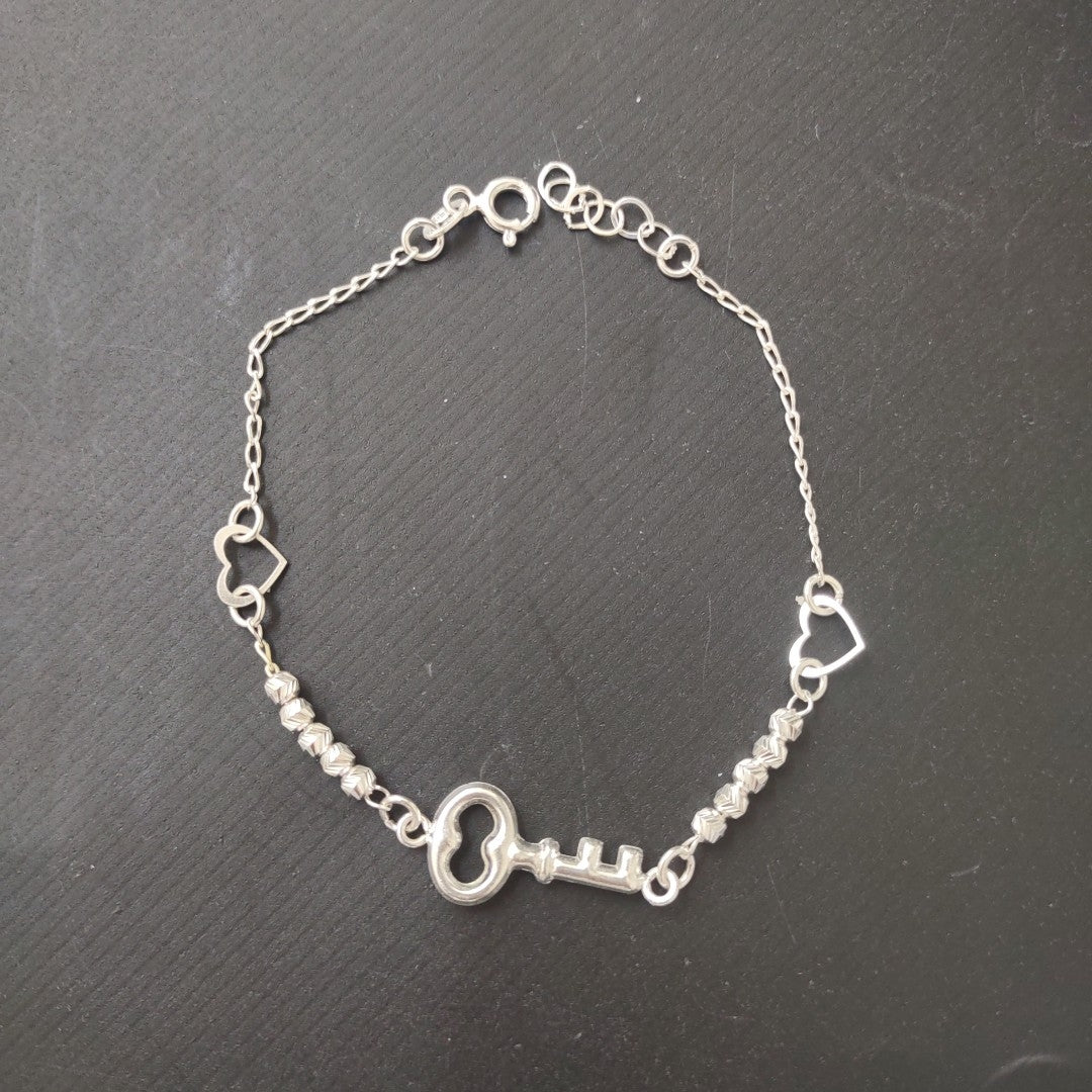 PULSERA TEJIDO LLAVE PLATA .925 18 CM 2.3 GR (NUEVO)