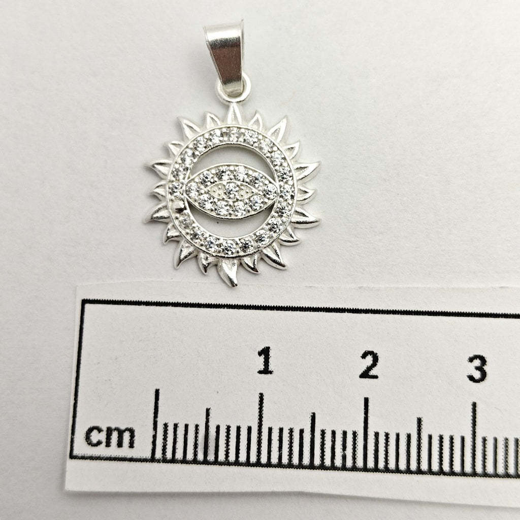DIJE OJO MAGICO CON CIRCONIAS PLATA .925 2 GR (NUEVO)