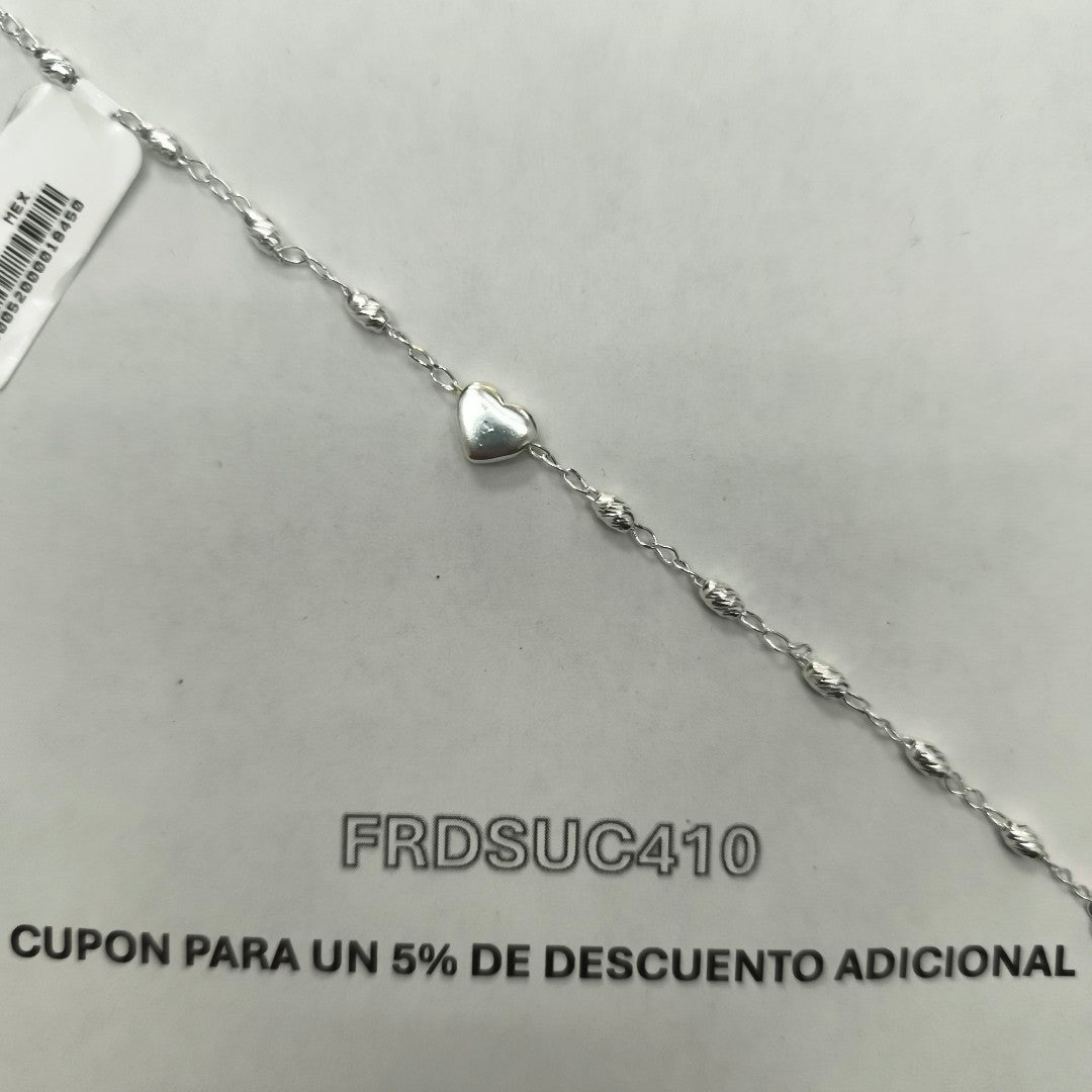 PULSERA TEJIDO CORAZON PLATA .925 18 CM 3.3 GR (NUEVO)