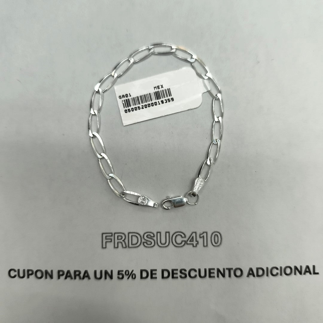 PULSERA TEJIDO ESLABONES PLATA .925 16 CM 3.1 GR (NUEVO)
