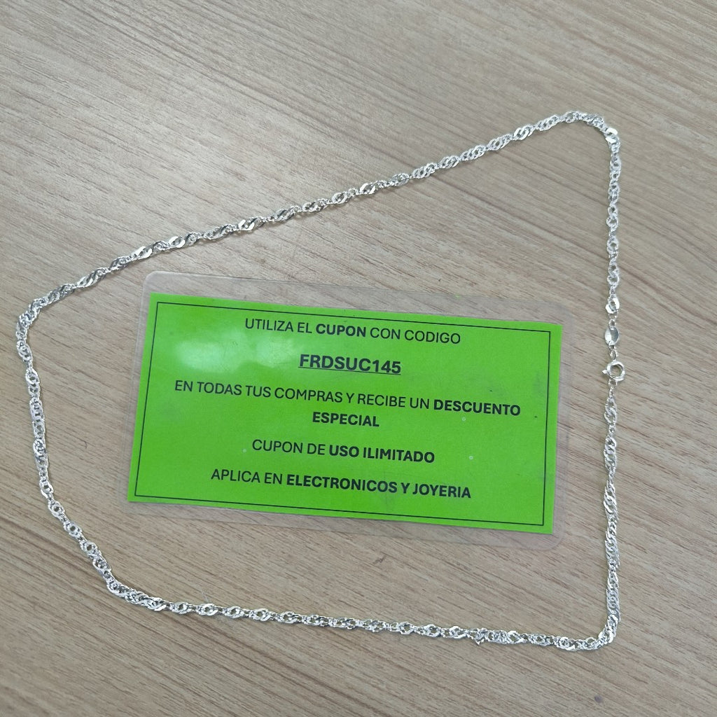 CADENA TEJIDO MEDIO TORZAL PLATA .925 55 CM 5.6 GR (NUEVO)