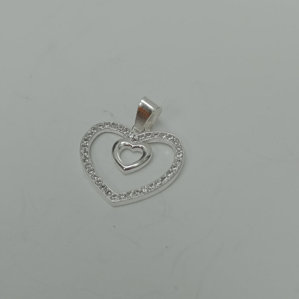 DIJE CORAZON C/CIRCONIAS PLATA .925 2.7 GR (NUEVO)