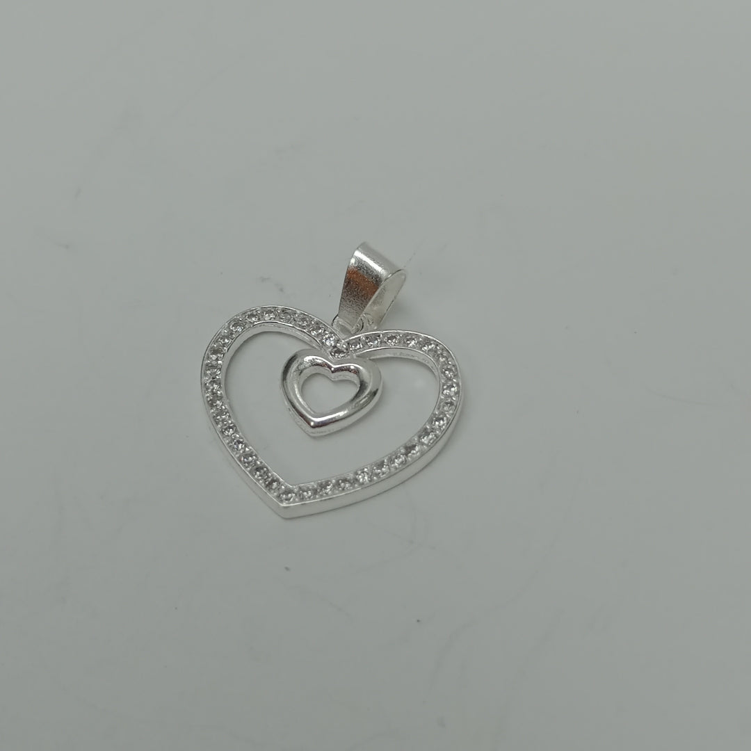 DIJE CORAZON C/CIRCONIAS PLATA .925 2.7 GR (NUEVO)