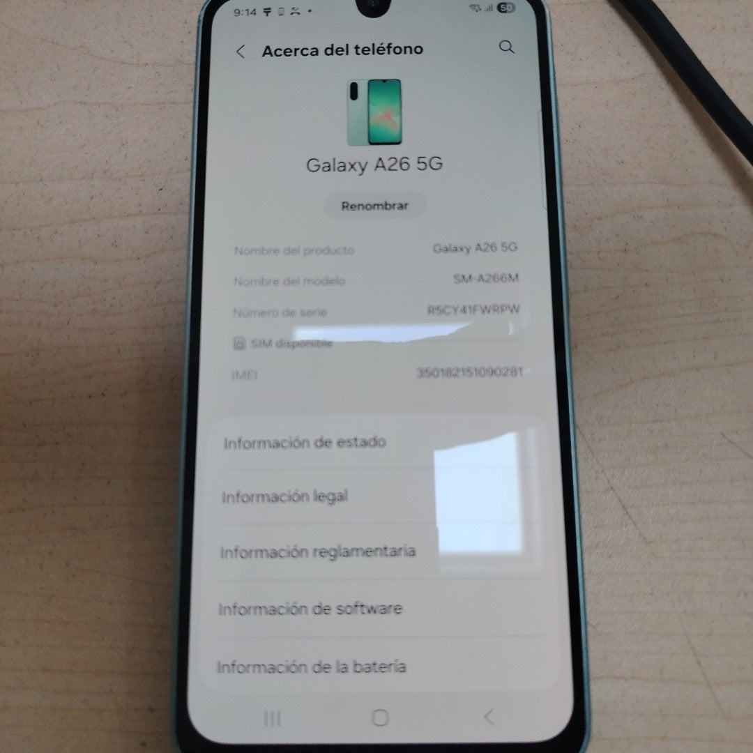 CELULAR SAMSUNG GALAXY A26 5G SM-A266M (2025) 128 GB 6 GB RAM (SEMINUEVO)