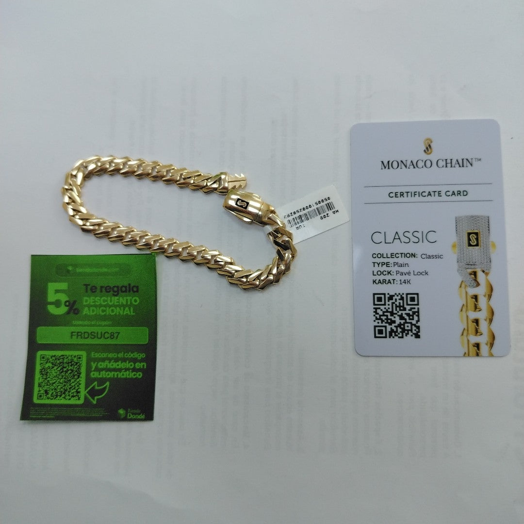 PULSERA CABALLERO MONACO ORO 14K 10.7 (NUEVO)