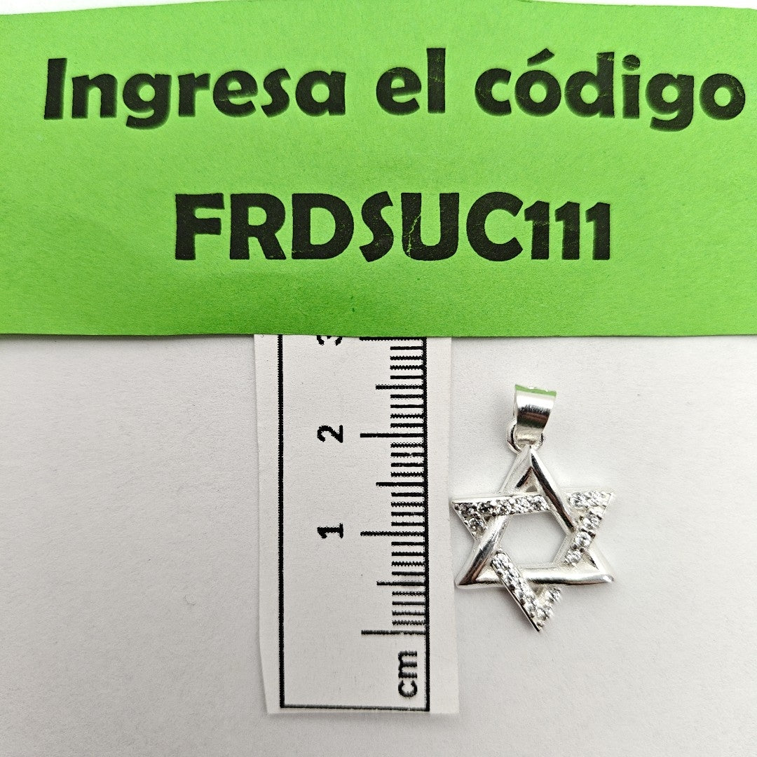 DIJE ESTRELLA DE DAVID C/CIRCONIAS PLATA .925 2.6 GR (NUEVO)