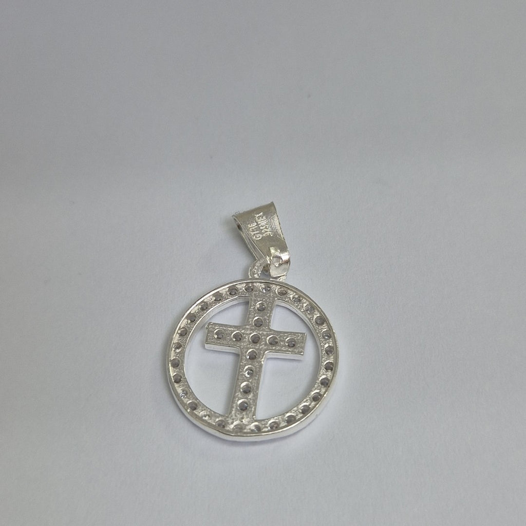 DIJE CRUZ C/CIRCONIAS PLATA .925 2.4 GR (NUEVO)