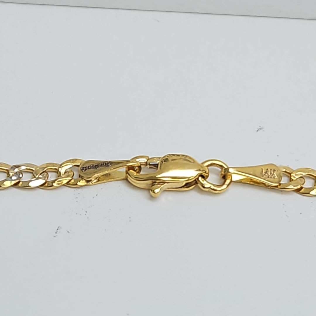 PULSERAS TEJIDO BARBADA DIAMANTADA ORO 14K 18 CM 3.1 GR (NUEVO)