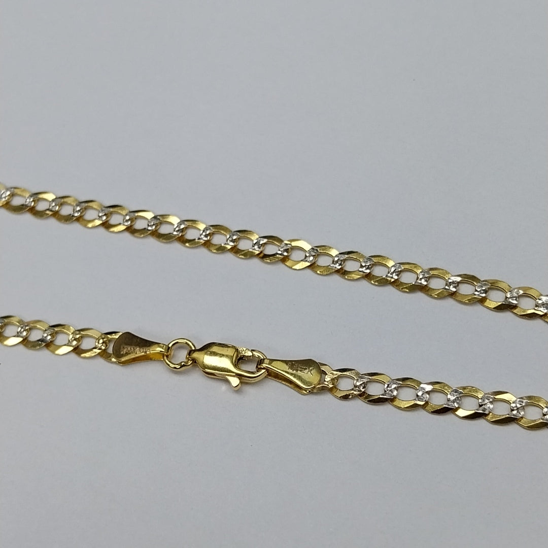 CADENAS BARBADA DIAMANTADA ORO 14K 60 CM 9.5 GR (NUEVO)