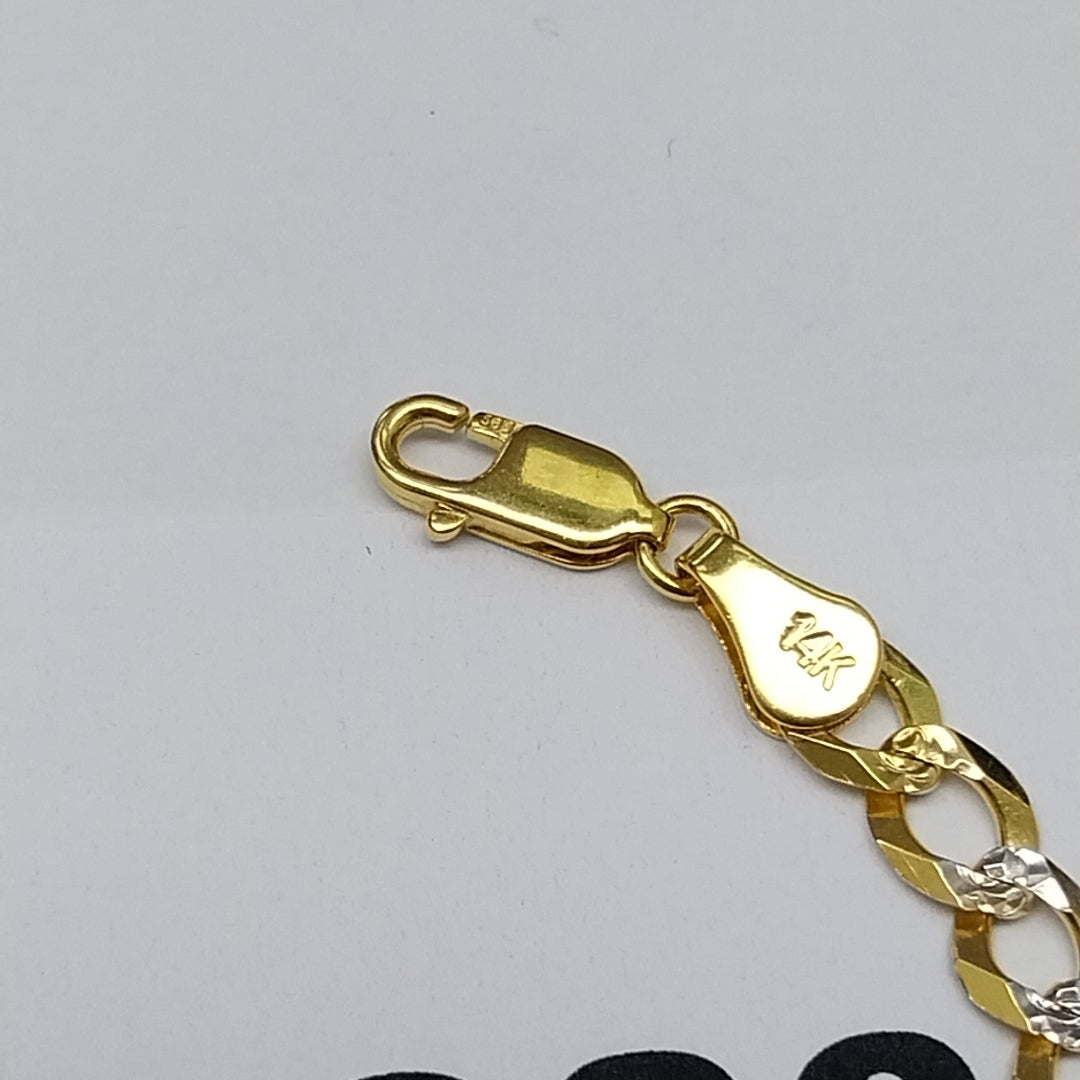 PULSERAS TEJIDO BARBADA DIAMANTADA ORO 14K 21 CM 6.4 GR (NUEVO)