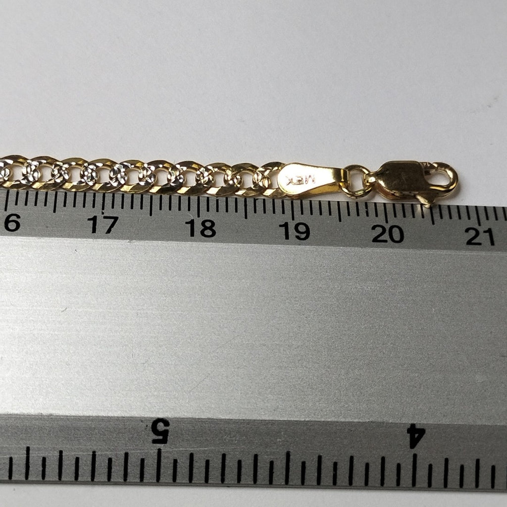 PULSERAS TEJIDO BARBADA DIAMANTADA ORO 14K 21 CM 5 GR (NUEVO)