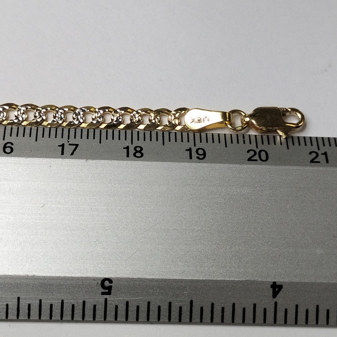 PULSERAS TEJIDO BARBADA DIAMANTADA ORO 14K 21 CM 5 GR (NUEVO)