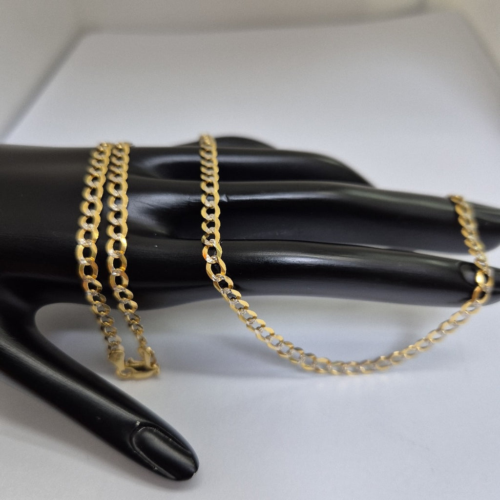 CADENAS BARBADA DIAMANTADA ORO 14K 60 CM 9.5 GR (NUEVO)