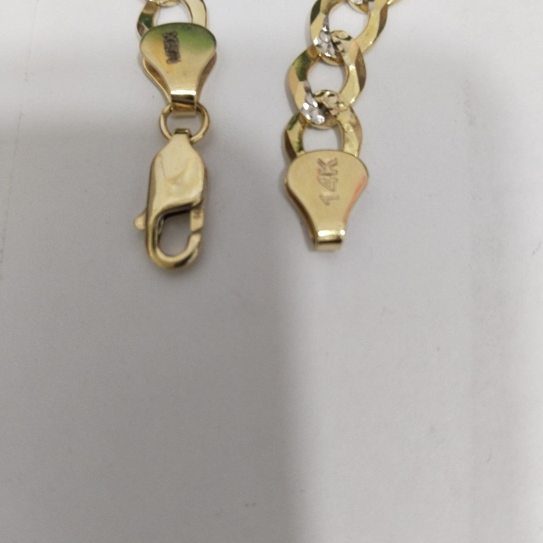 PULSERAS TEJIDO BARBADA DIAMANTADA ORO 14K 21 CM 10.4 GR (NUEVO)