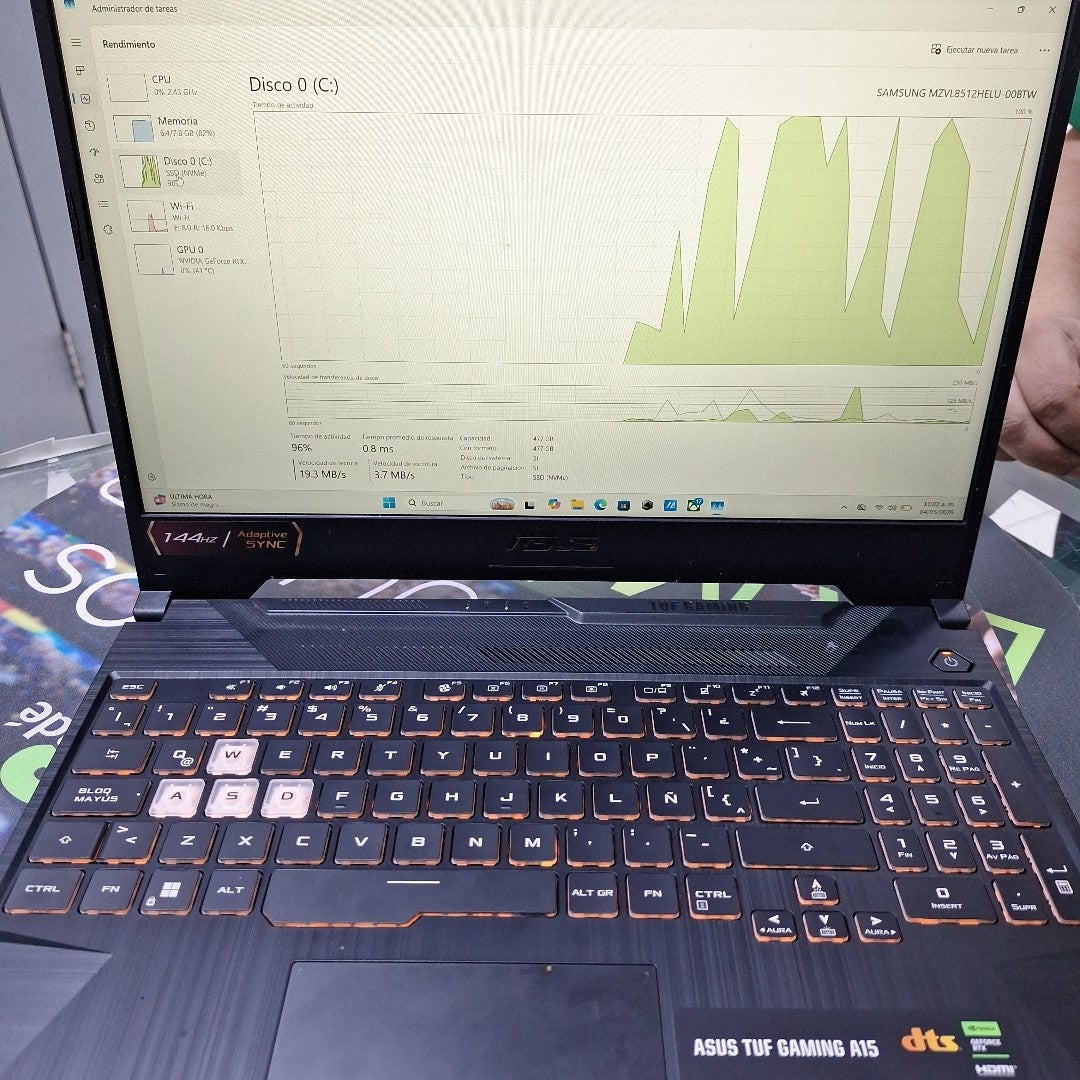 LAPTOP ASUS TUF GAMING A15 FA506NFR-HN007W (2024) 512 GB SSD 8 GB RAM (SEMINUEVO)