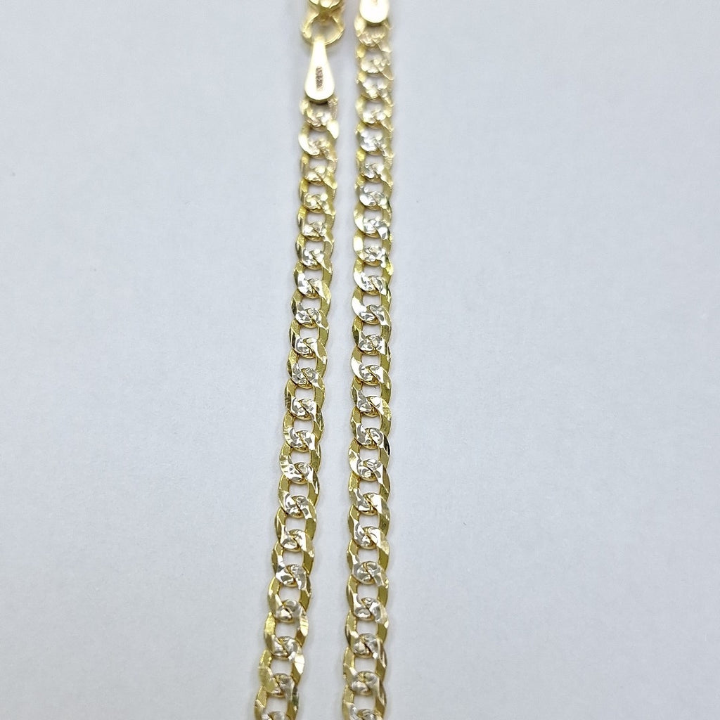 PULSERAS TEJIDO BARBADA DIAMANTADA ORO 14K 18 CM 3.2 GR (NUEVO)