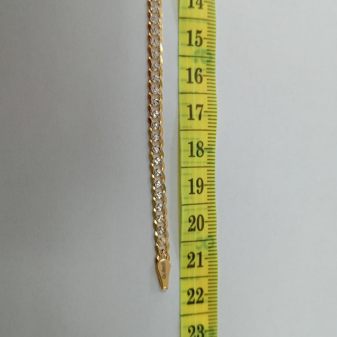 PULSERAS TEJIDO BARBADA DIAMANTADA ORO 14K 21 CM 5 GR (NUEVO)
