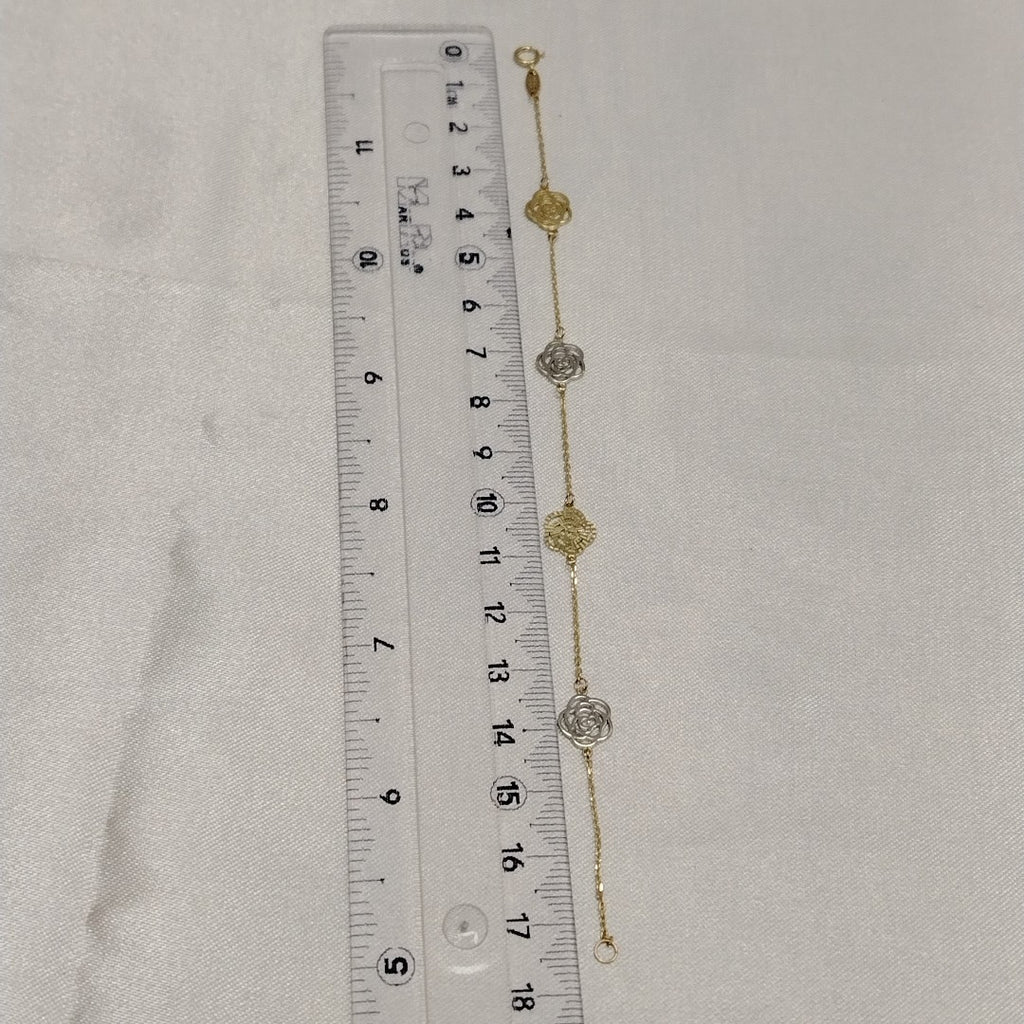 PULSERAS TEJIDO ESPECIAL C/DIJE ORO 10K 18 CM 1.7 GR (NUEVO)