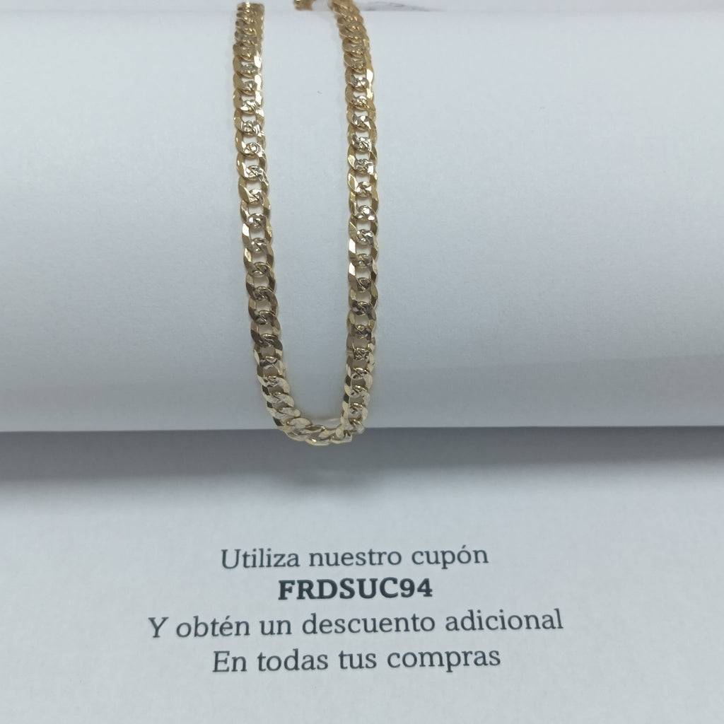 PULSERAS TEJIDO BARBADA DIAMANTADA ORO 14K 18 CM 3.1 GR (NUEVO)