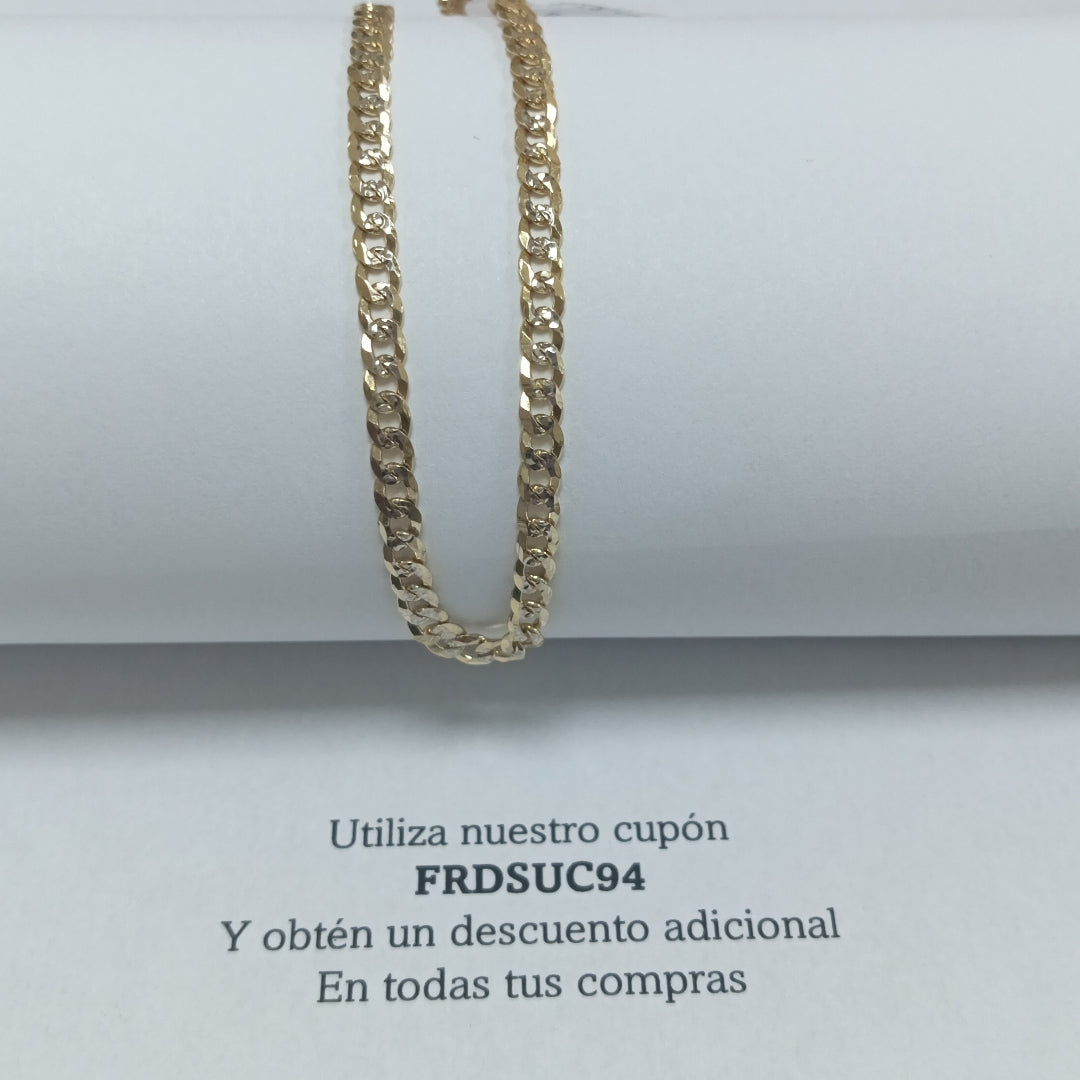 PULSERAS TEJIDO BARBADA DIAMANTADA ORO 14K 18 CM 3.1 GR (NUEVO)