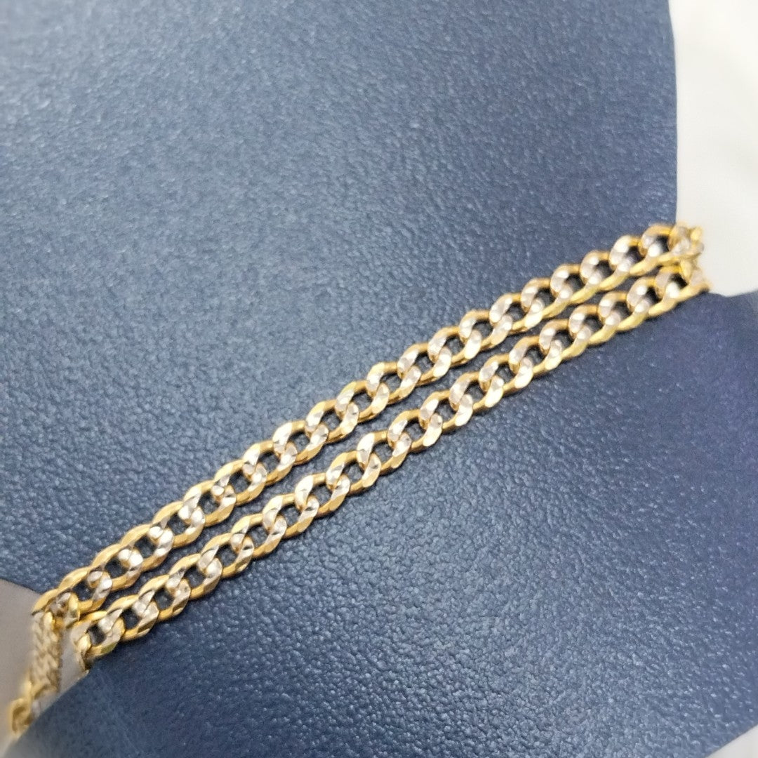 PULSERAS BARBADA DIAMANTADA ORO 14K 18 CM 2.4 GR (NUEVO)