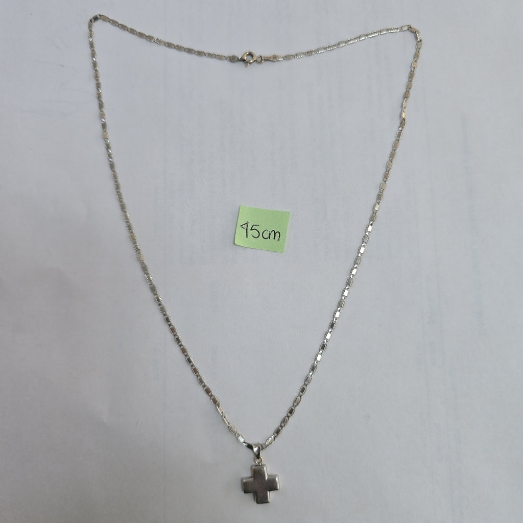 CADENA, CRUZ ORO BLANCO 14 K 3.4 GRMS (SEMINUEVO)