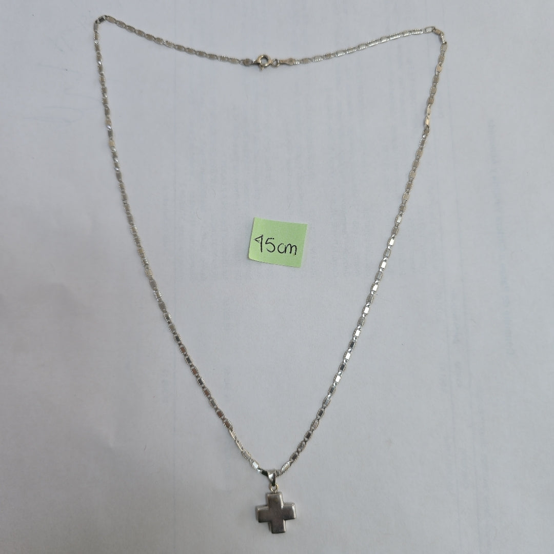 CADENA, CRUZ ORO BLANCO 14 K 3.4 GRMS (SEMINUEVO)