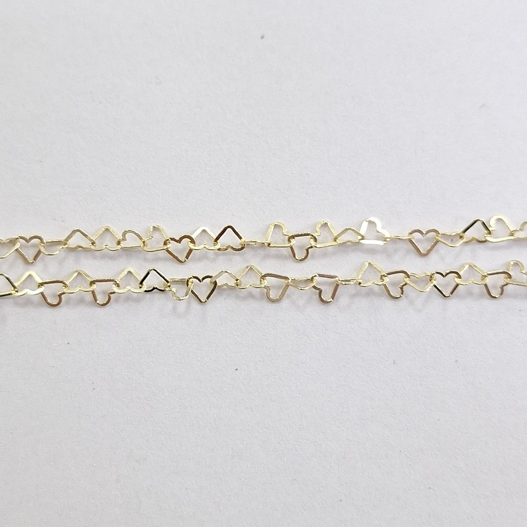 CADENAS TEJIDO CORAZONES ORO 10K 50 CM 2.5 GR (NUEVO)