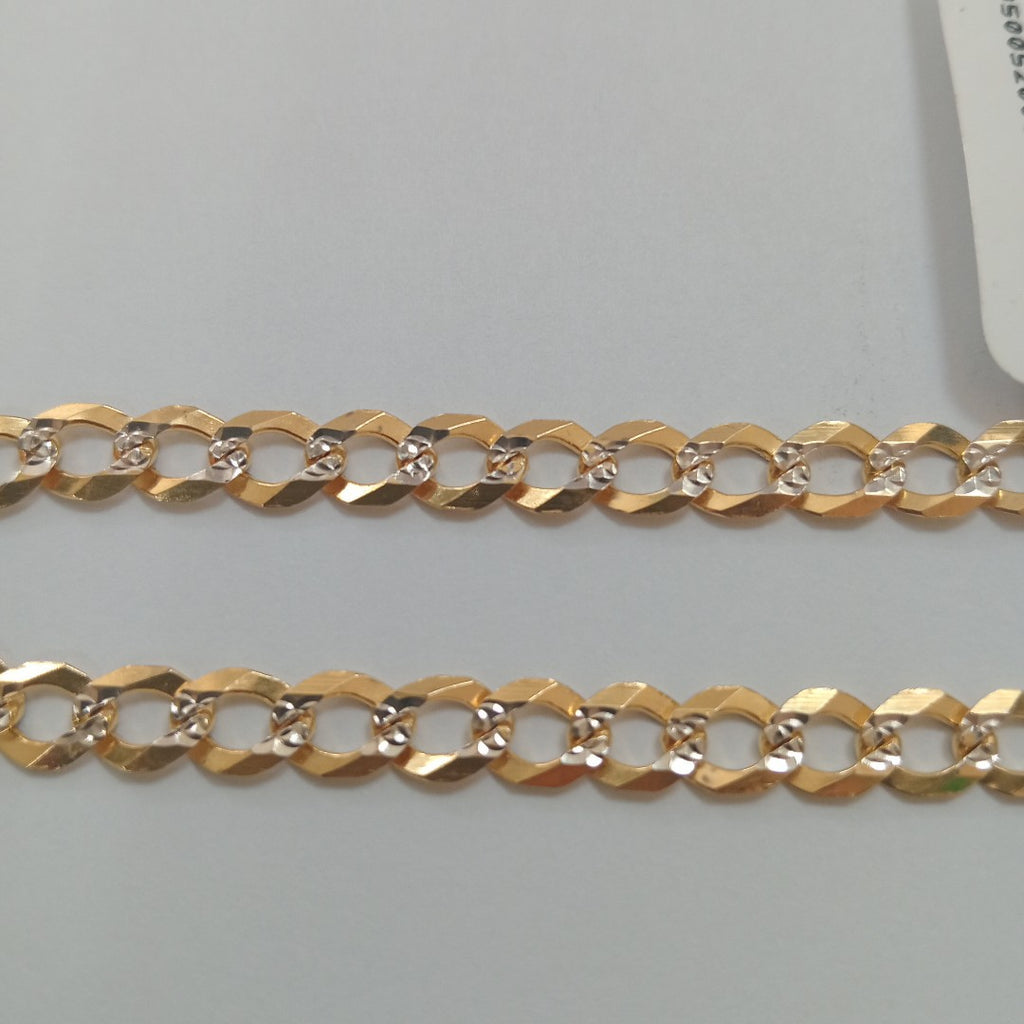 PULSERAS TEJIDO BARBADA DIAMANTADA ORO 14K 21 CM 6.6 GR (NUEVO)