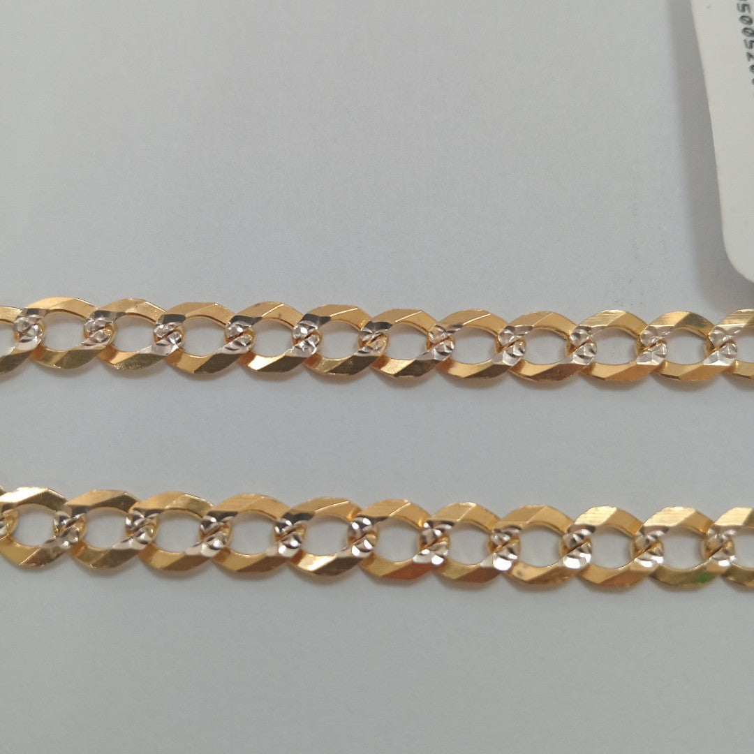 PULSERAS TEJIDO BARBADA DIAMANTADA ORO 14K 21 CM 6.6 GR (NUEVO)