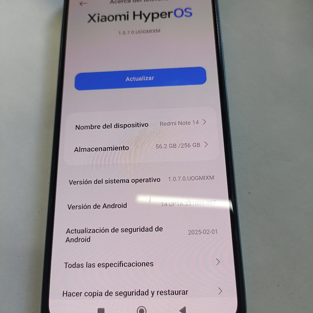 CELULAR XIAOMI REDMI NOTE 14 24117RN76L (2025) 256 GB 8 GB RAM (SEMINUEVO)