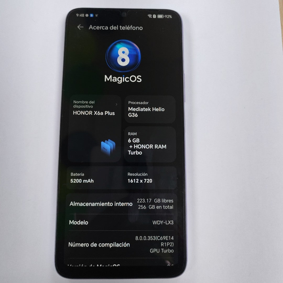 CELULAR HONOR X6A WDY-LX3 (2023) 256 GB 6 GB RAM (SEMINUEVO)