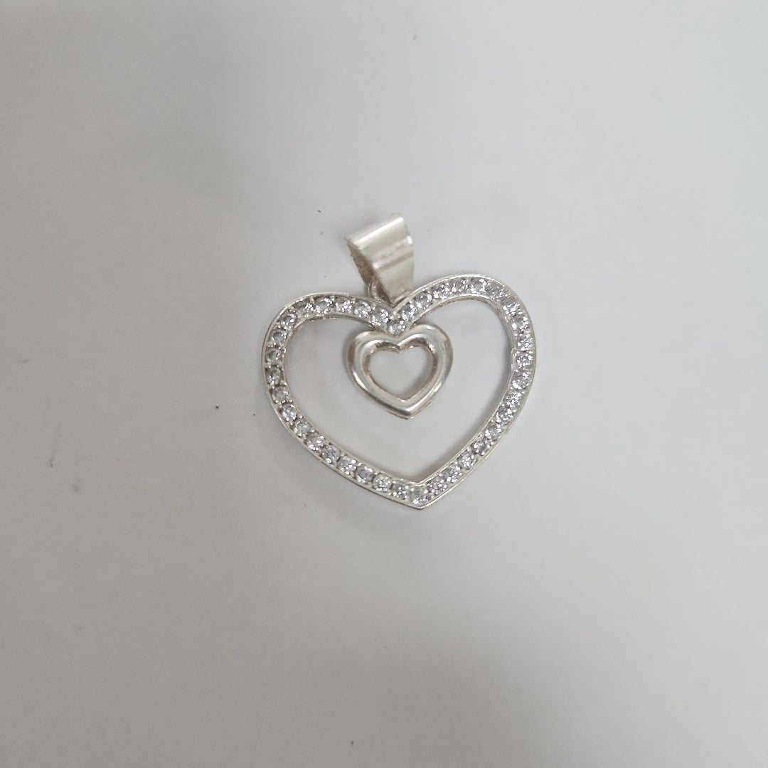 DIJE CORAZON C/CIRCONIAS PLATA .925 2.7 GR (NUEVO)