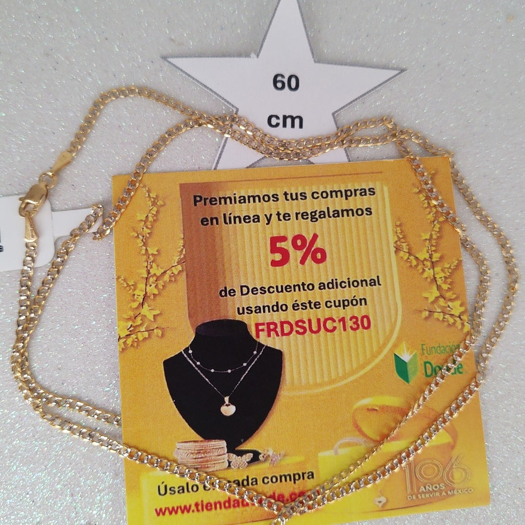 CADENAS BARBADA DIAMANTADA ORO 14K 60 CM 6.2 GR (NUEVO)