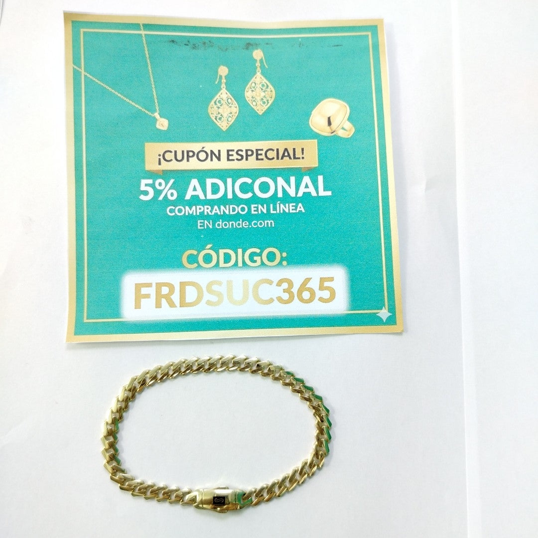 PULSERA CABALLERO MONACO ORO 10K 7.4 (NUEVO)