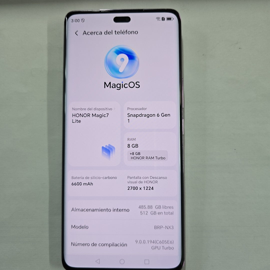 CELULAR HONOR MAGIC 7 LITE BRP-NX3 (2025) 512 GB 8 GB RAM (SEMINUEVO)