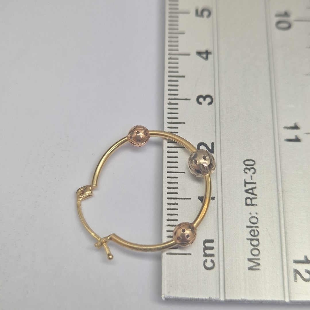 ARRACADAS PAR ORO, ORO COMBINADO 14 K 2.2 GRMS (SEMINUEVO)