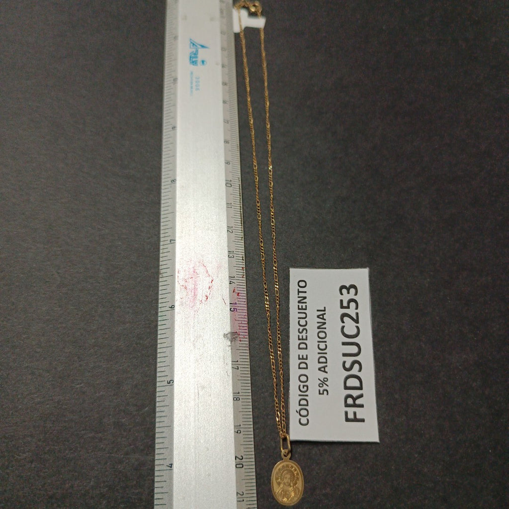 CADENA, MEDALLA RELIGIOSA ORO 10 K 1.5 GRMS (SEMINUEVO)