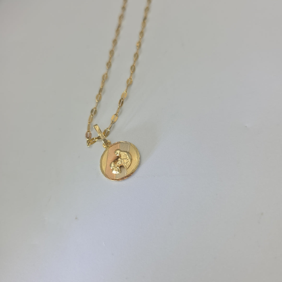 CADENA, MEDALLA RELIGIOSA ORO, ORO COMBINADO 10 K 3.6 GRMS (SEMINUEVO)