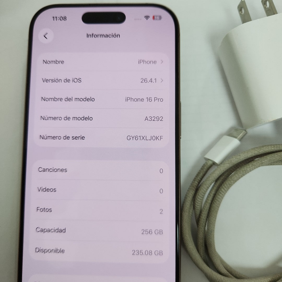 CELULAR APPLE IPHONE 16 PRO A3292 (2024) 256 GB 8 GB RAM (SEMINUEVO)