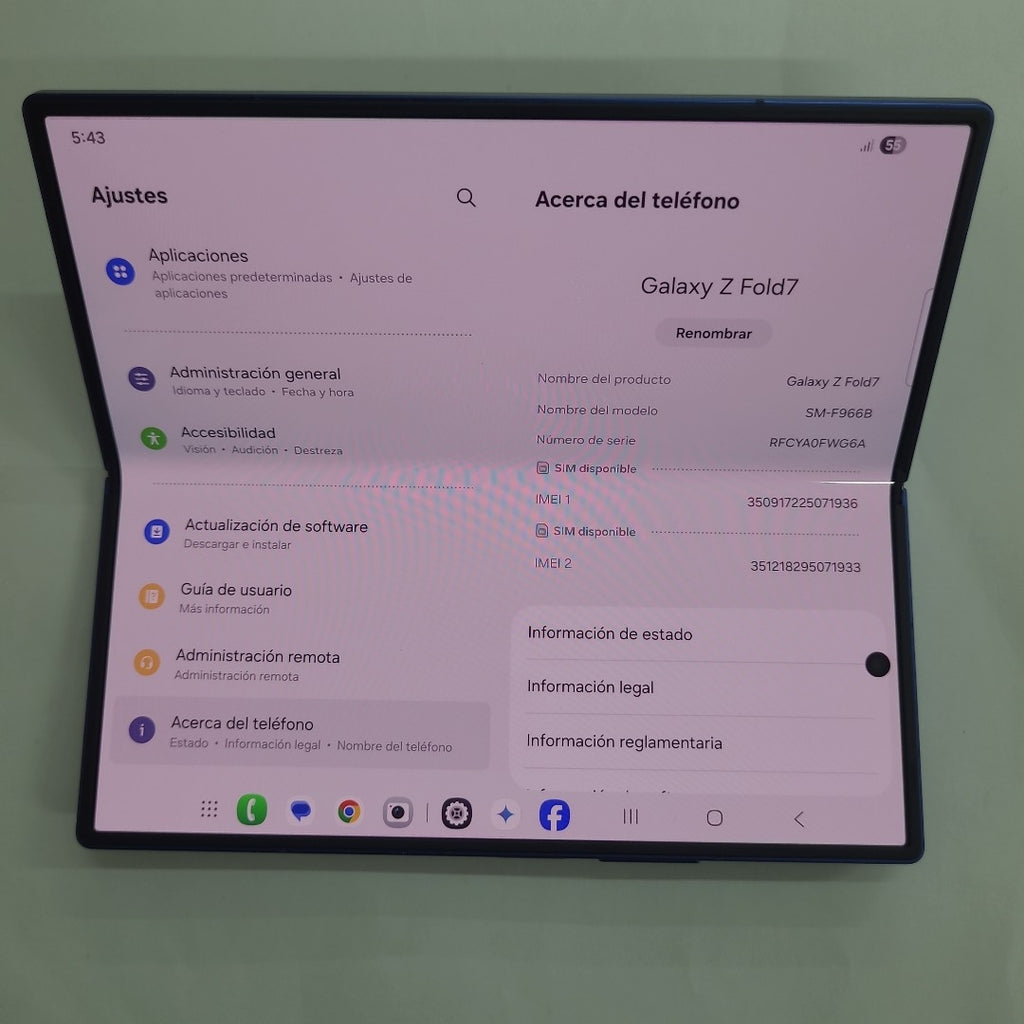 CELULAR SAMSUNG GALAXY Z FOLD7 SM-F966B (2025) 1 TB 16 GB RAM (SEMINUEVO)