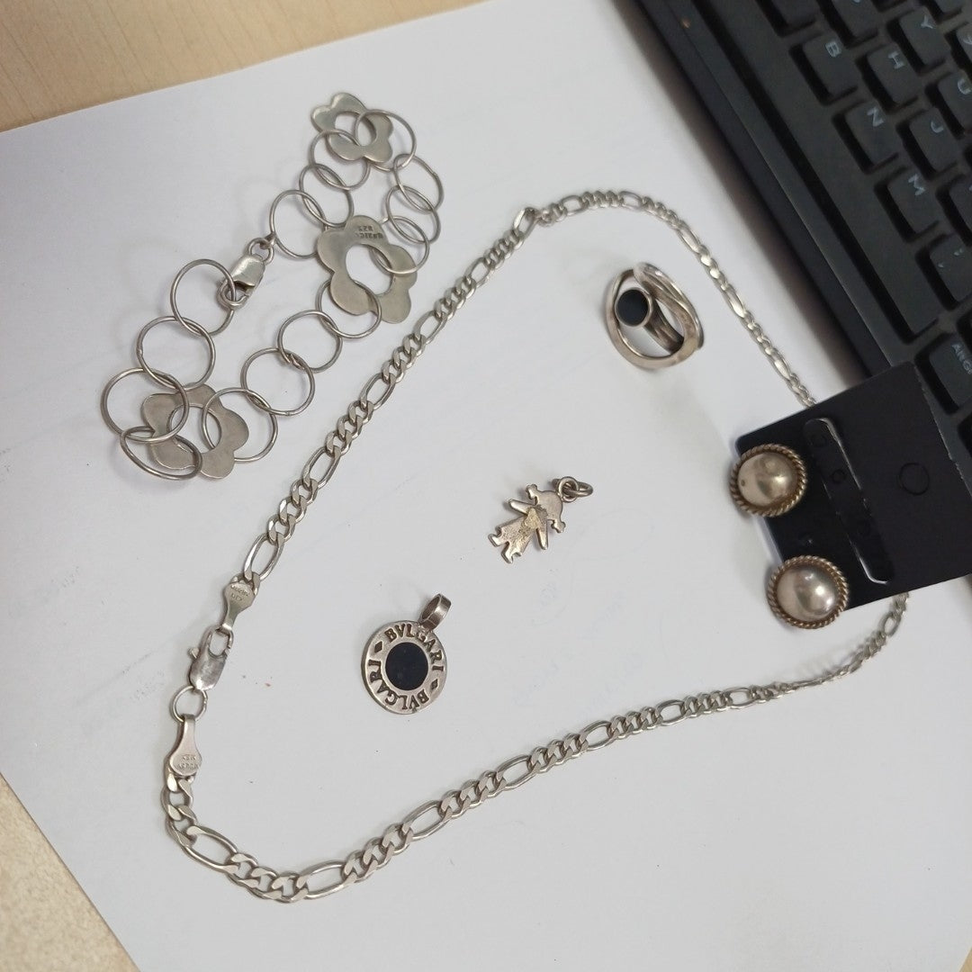 ANILLITO, BROQUELES PAR, PULSERA PLATA 32.3 GRMS (SEMINUEVO)