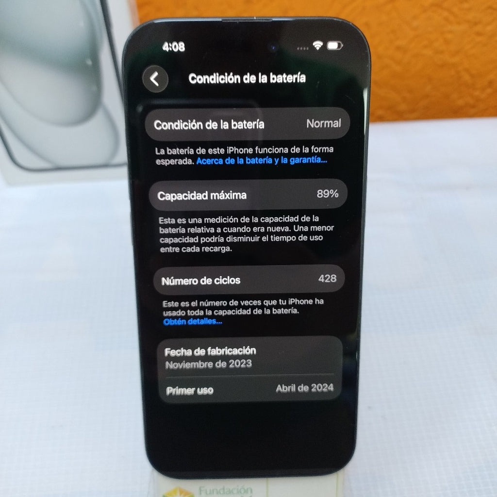 CELULAR APPLE IPHONE 15 A3089 (2023) 128 GB 6 GB RAM (SEMINUEVO)