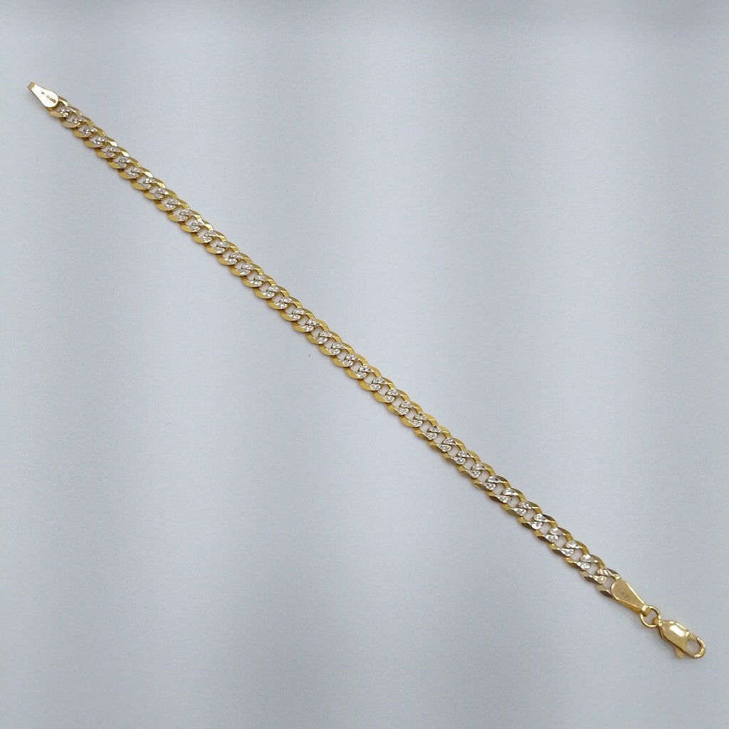 PULSERAS TEJIDO BARBADA DIAMANTADA ORO 14K 18 CM 6.7 GR (NUEVO)