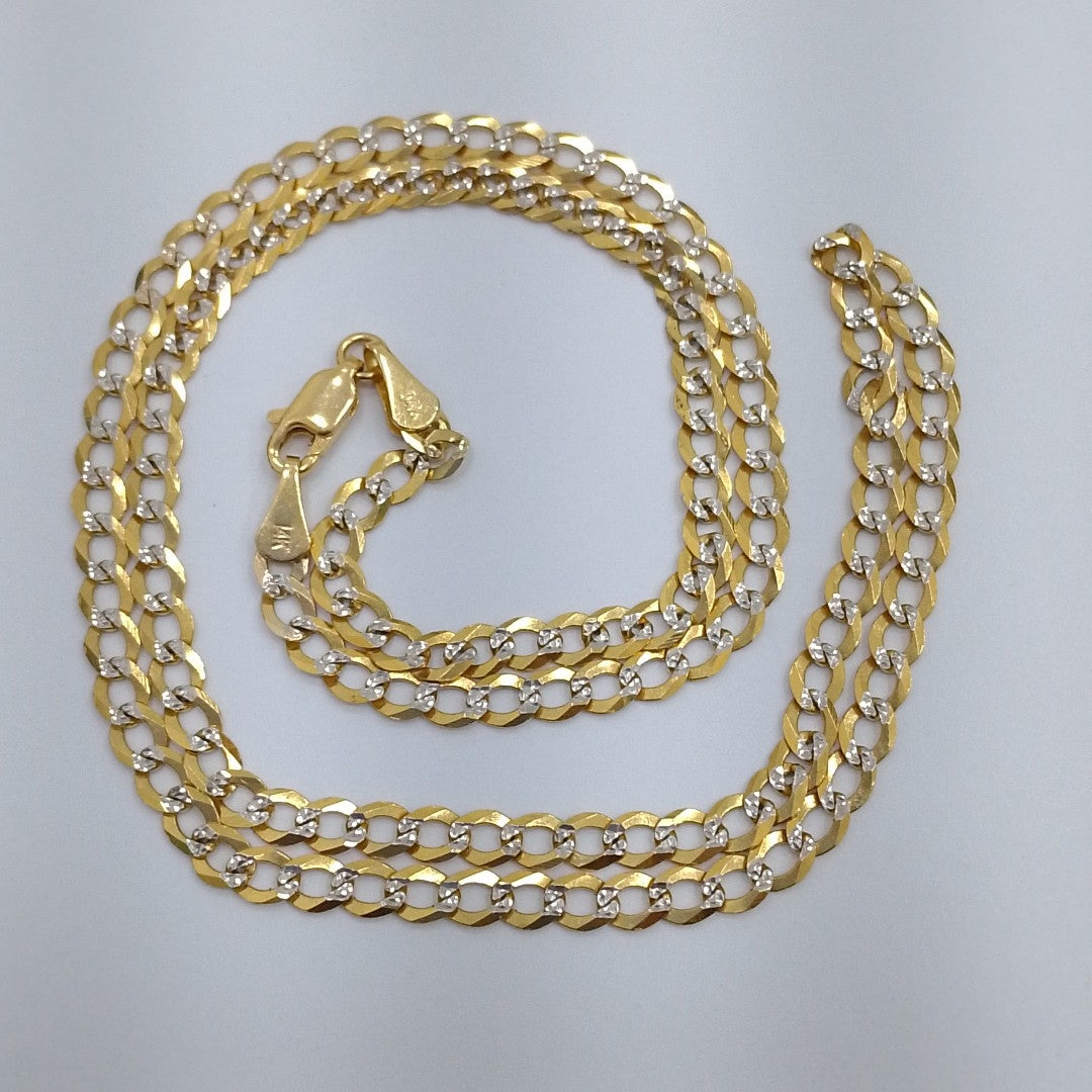 CADENAS BARBADA DIAMANTADA ORO 14K 55 CM 9 GR (NUEVO)