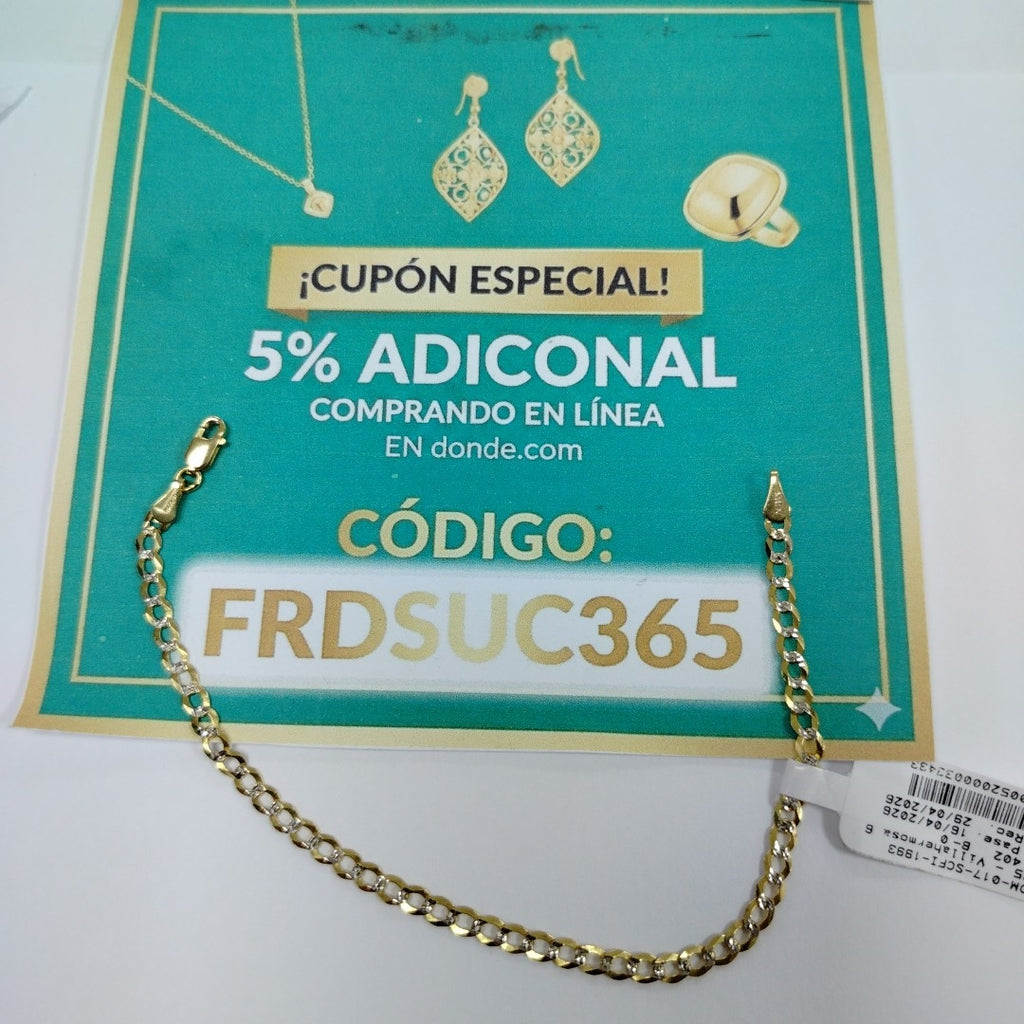 PULSERAS BARBADA DIAMANTADA ORO 14K 21 CM 3.6 GR (NUEVO)