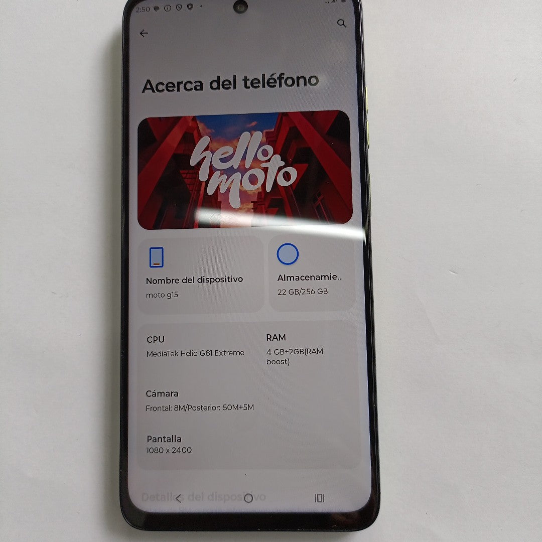 CELULAR MOTOROLA MOTO G15 XT2521-2 (2025) 256 GB 4 GB RAM (SEMINUEVO)