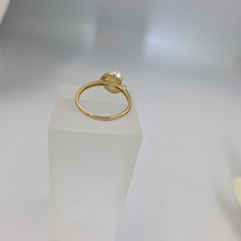 ANILLOS CIRCONIAS Y PERLA ORO 10K TALLA 9 2.2 GR (NUEVO)