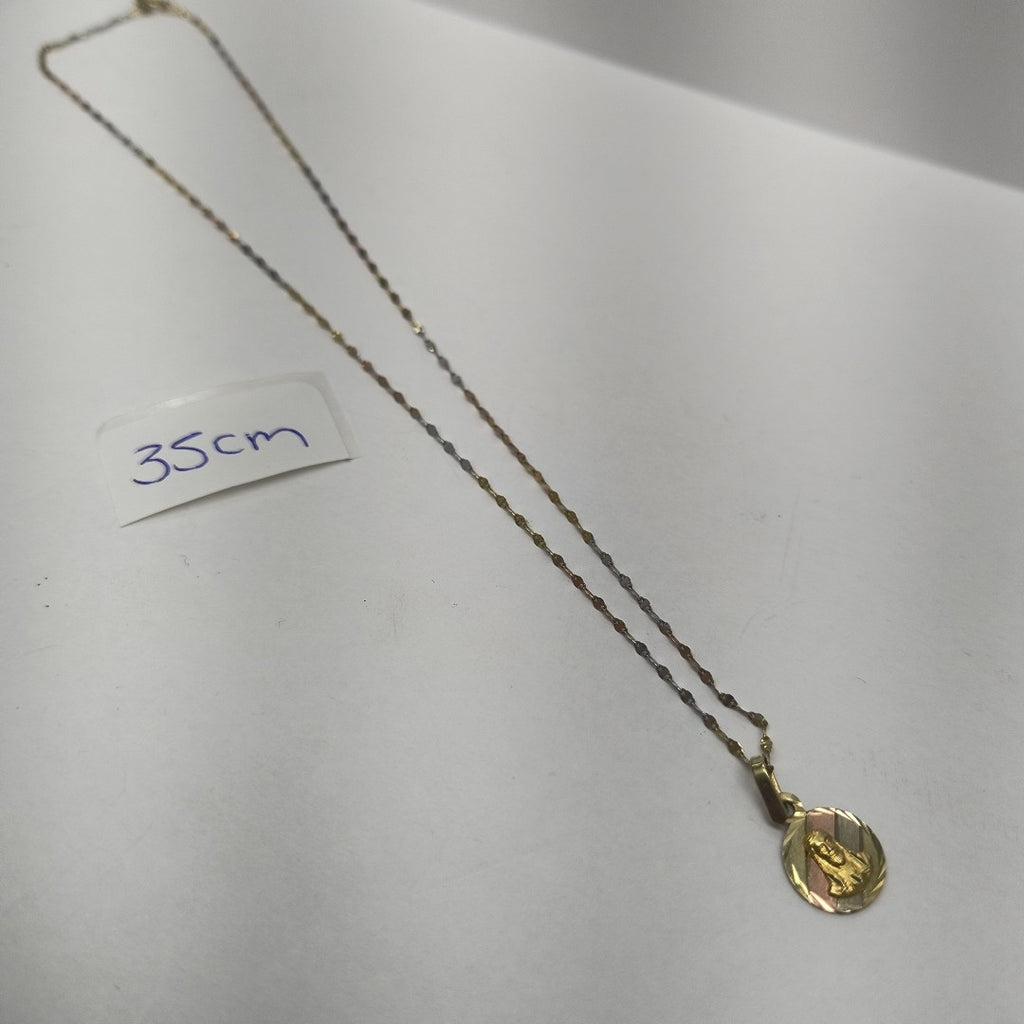 CADENA, MEDALLA RELIGIOSA ORO 10 K 1.5 GRMS (SEMINUEVO)
