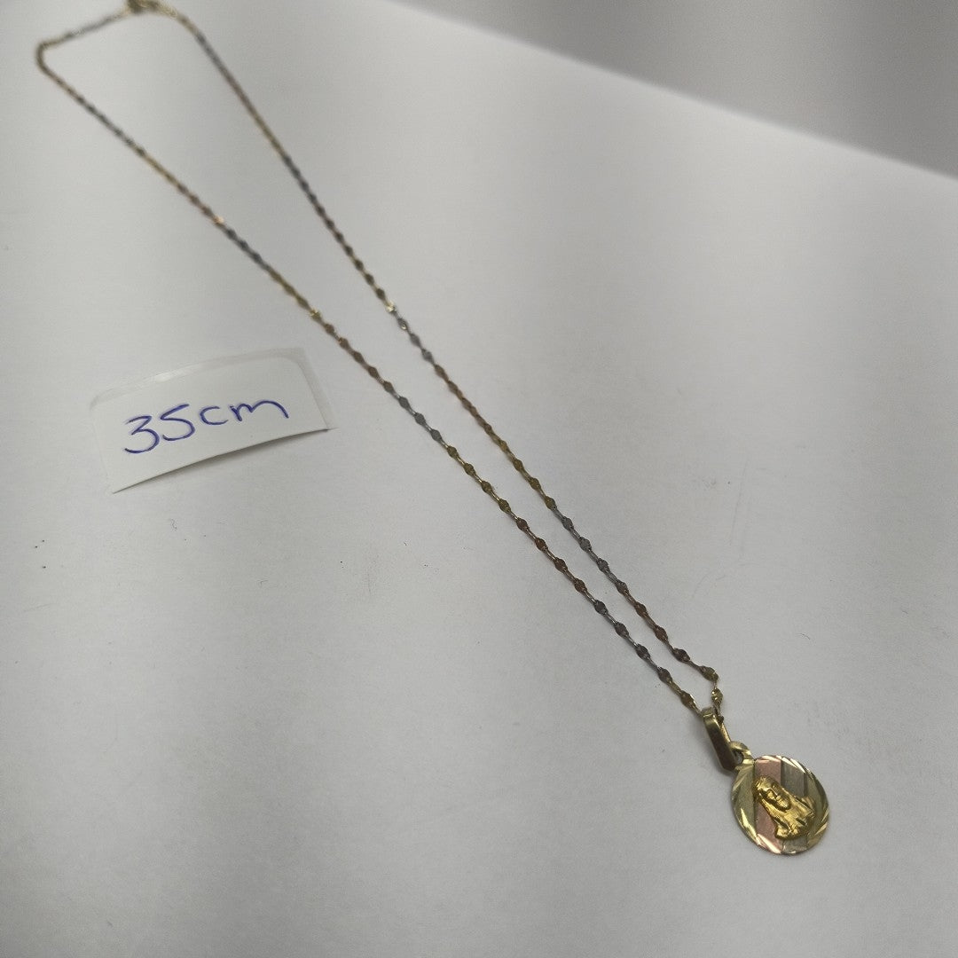 CADENA, MEDALLA RELIGIOSA ORO 10 K 1.5 GRMS (SEMINUEVO)